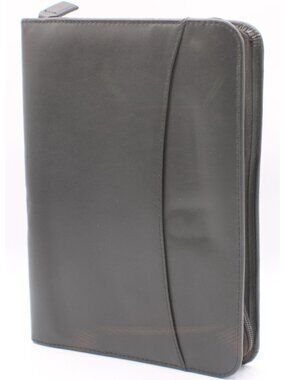 PlanAhead Black Zip Leather Organizer Planner Ring Binder Card Slots Inserts